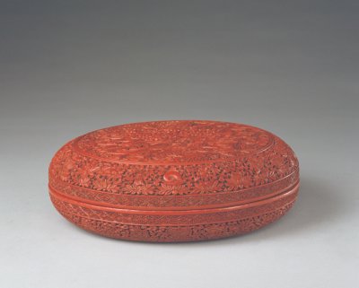 图片[1]-Remove red pine, bamboo, plum, grass and insect pattern round box-China Archive